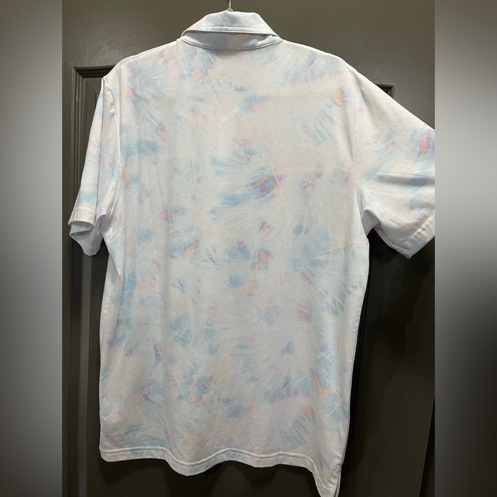 Travis Mathew Men's Light Blue and Pink Polo Shirt Size L - Picture 7 of 7